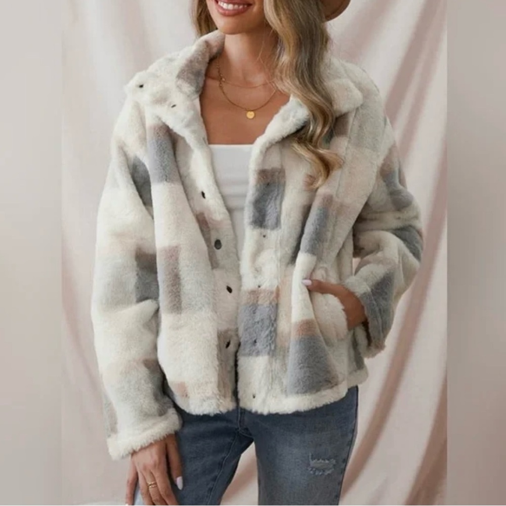 ACOA Women's Teddy Jacket - Cream, Gray, Tan